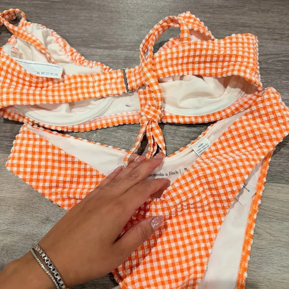 Abercrombie & Fitch Orange Gingham Bikini Size Medium